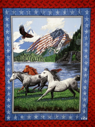 Patriot Point USA Flag Horses Wall Panel